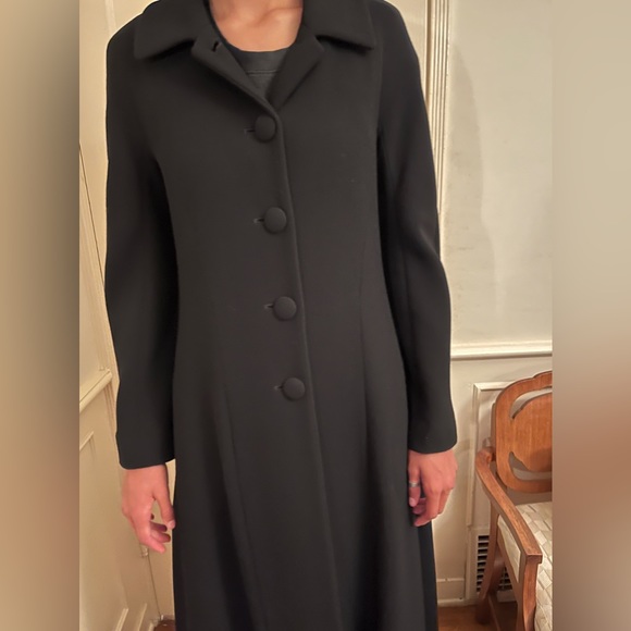 Moschino Vintage Black Wool Crepe Maxi Coat - Picture 4 of 14